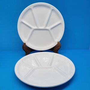 Varages France Divided Fondue Appetizer Plates Set of 2